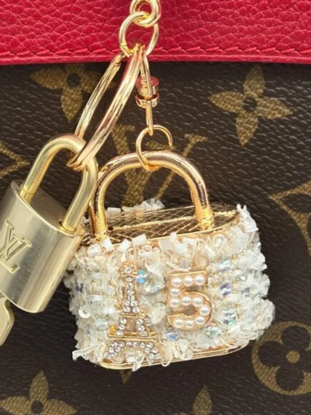 Authentic Louis Vuitton Lock & Key Gold ✨ Unbranded Keychain Bag Charm LV